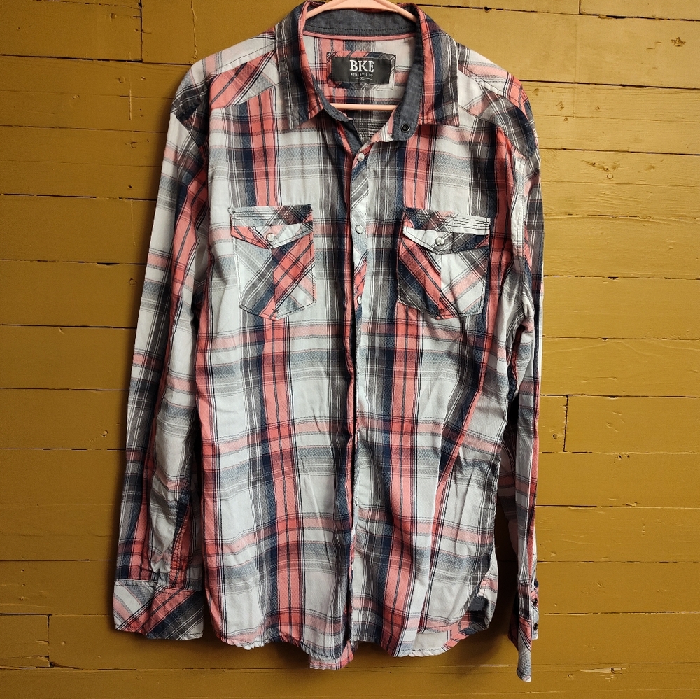 BKE athletic fit men's button down long sleeve shirt